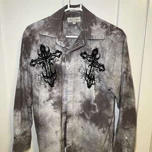 Eighty Eight Men's Gray and Black Shirt Jacket